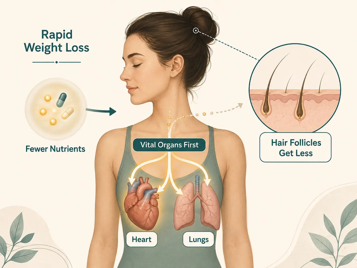 Illustration of nutrient redirection during rapid weight loss
