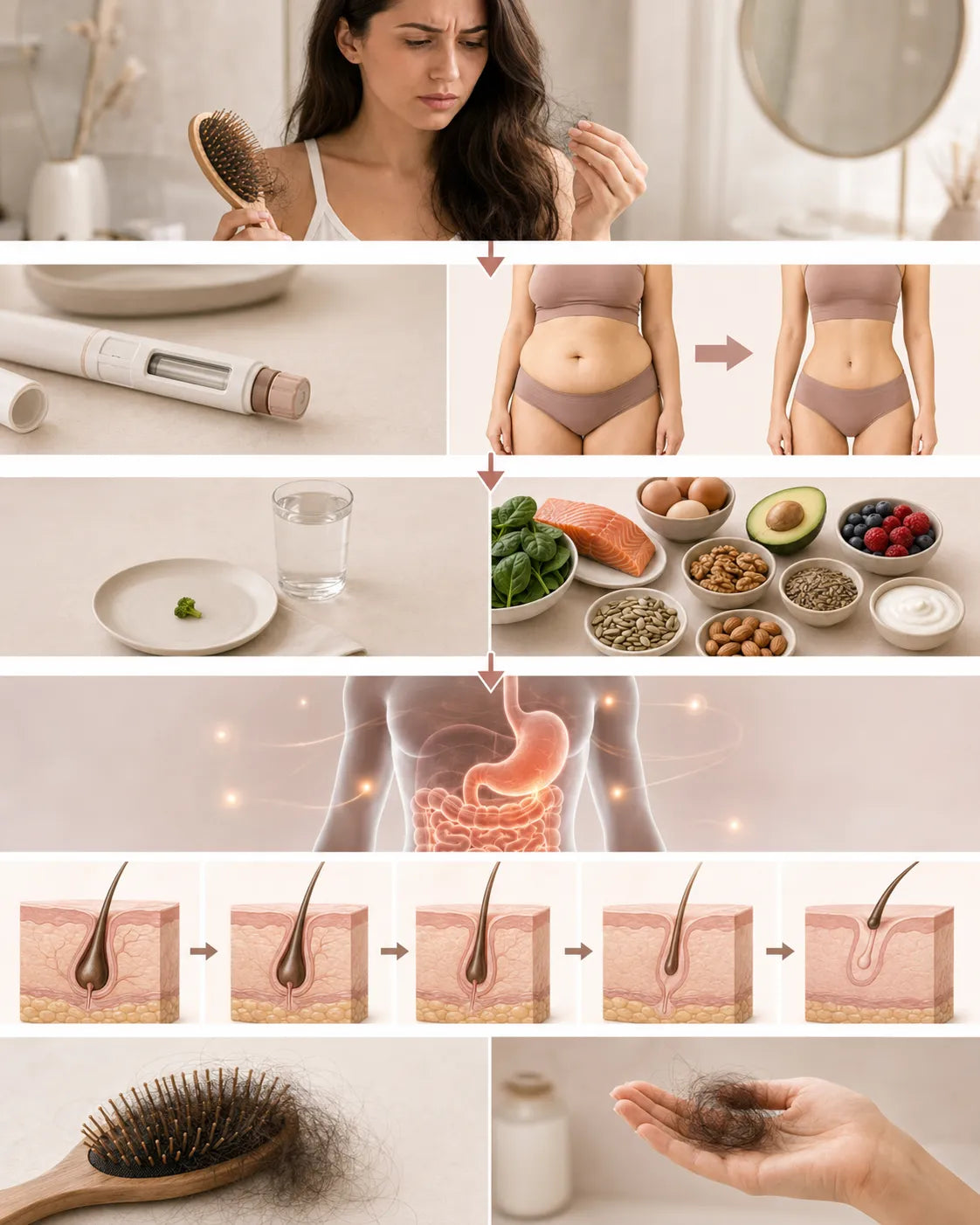 Woman reading emerging research about GLP-1 medications and hair wellness